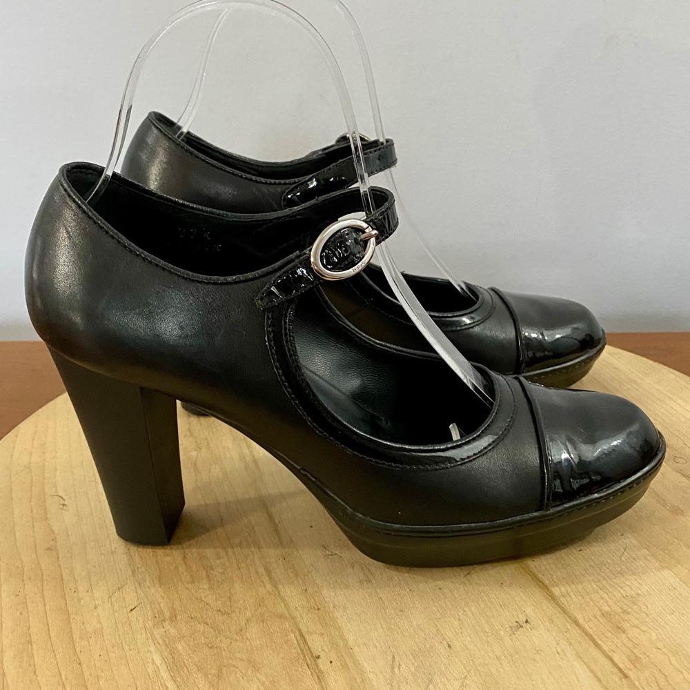 Tod's Aspen Black Patent Leather Mary Jane Pumps 7.5 US 37.5 Block Heel Platform